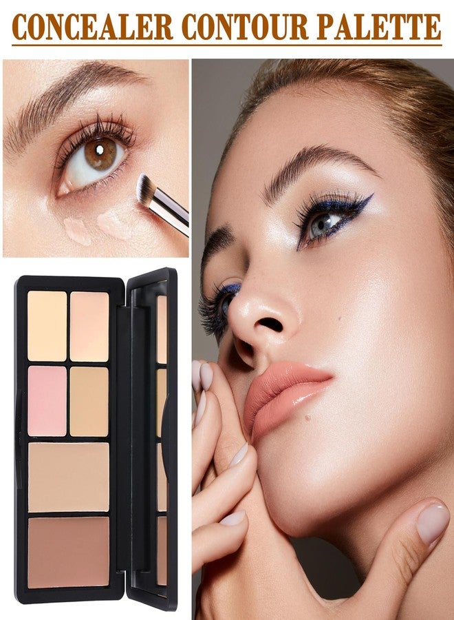 PPPanYiDi 6 Colors Correcting Concealer Palette, Waterproof Long Lasting Full Coverage Contouring Foundation Concealer Palette, Makeup Cream Contour Highlighting Concealer Palette Makeup Kit with Brush（#02） - Image 2